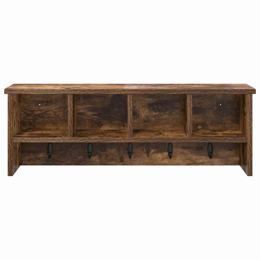 Porte-manteau mural avec étagère Chêne fumé 75 x 16 x 26 cm