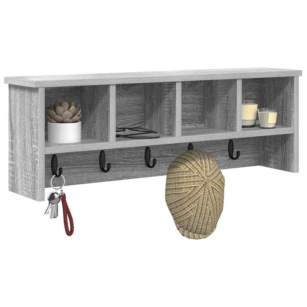 Porte-manteau mural avec étagère Sonoma gris 75 x 16 x 26 cm