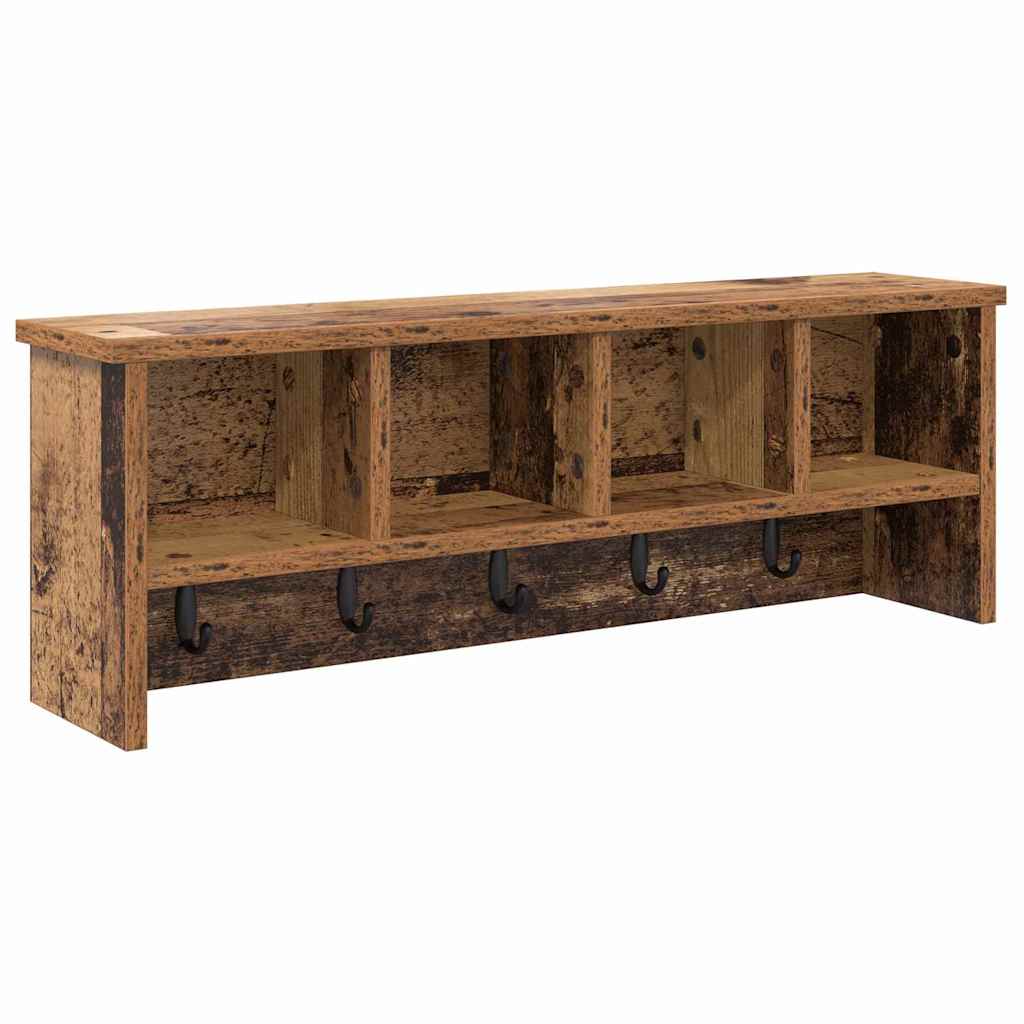 Porte-manteau mural avec étagère Bois ancien 75 x 16 x 26 cm