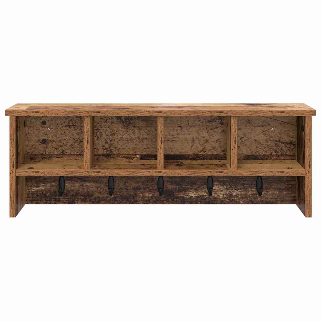 Porte-manteau mural avec étagère Bois ancien 75 x 16 x 26 cm