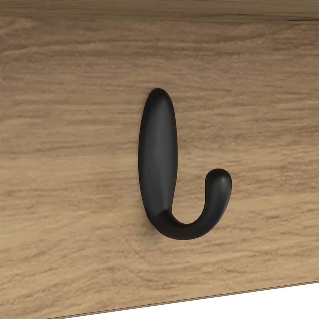 Porte-manteau mural chêne artisanal 75 x 16 x 26 cm