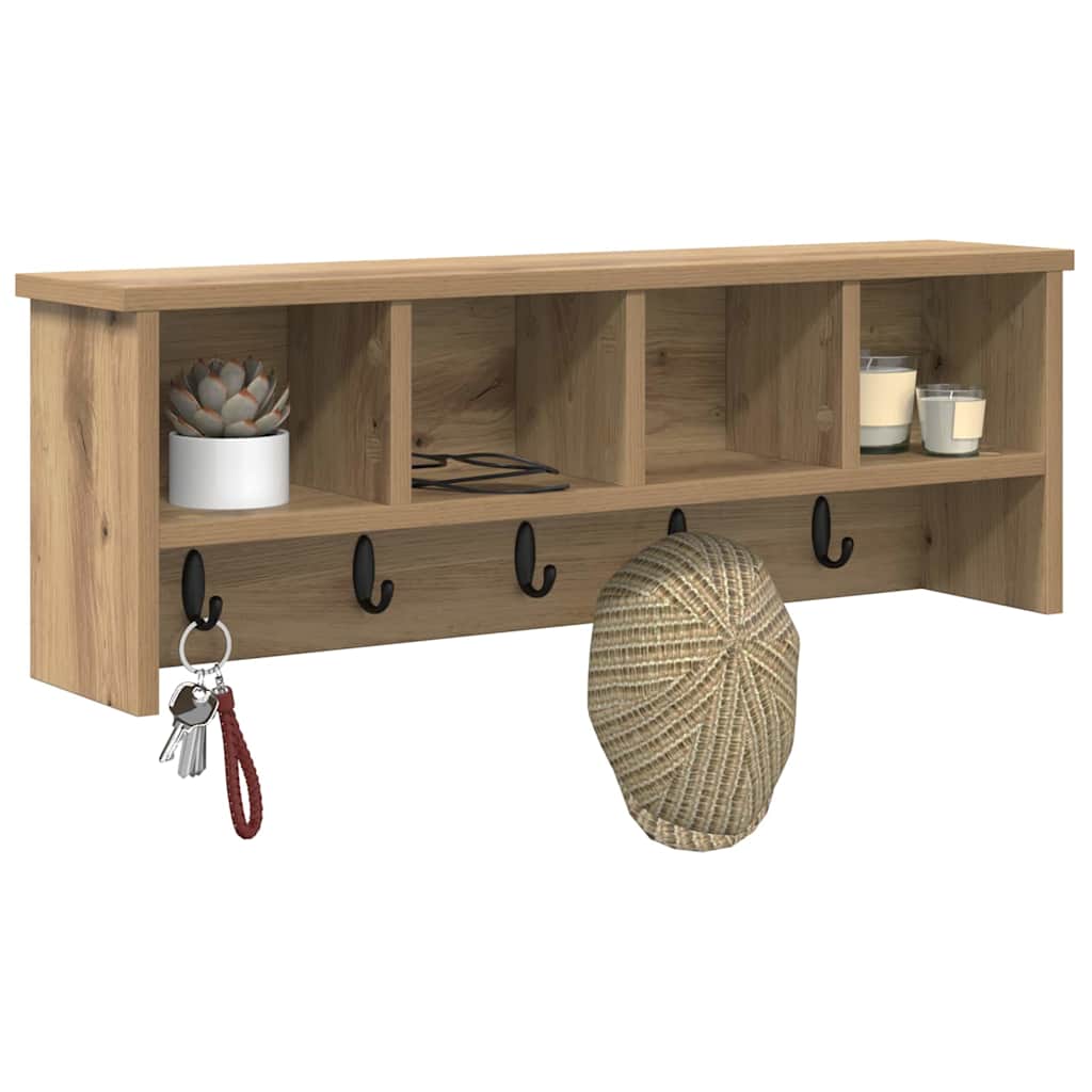 Porte-manteau mural chêne artisanal 75 x 16 x 26 cm