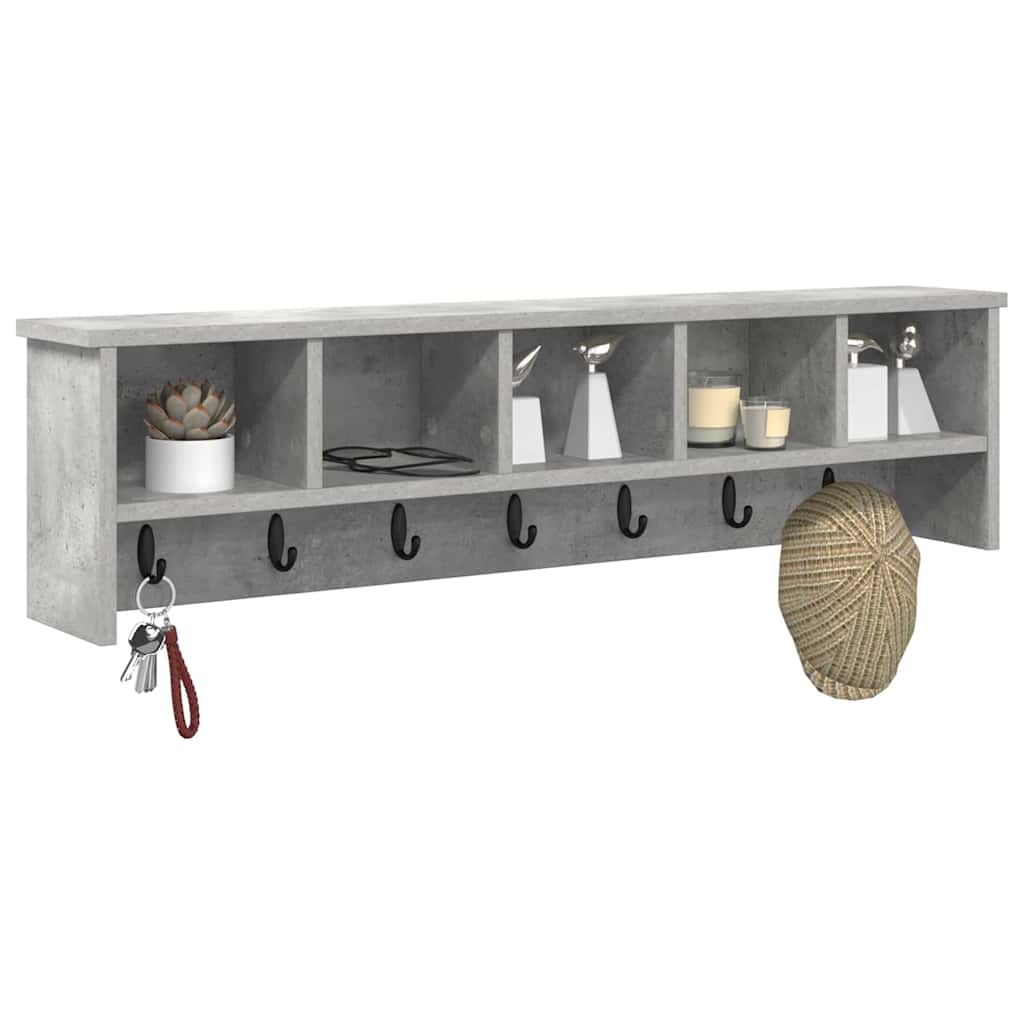 Porte-manteau mural avec étagère Gris béton 100 x 16 x 26 cm