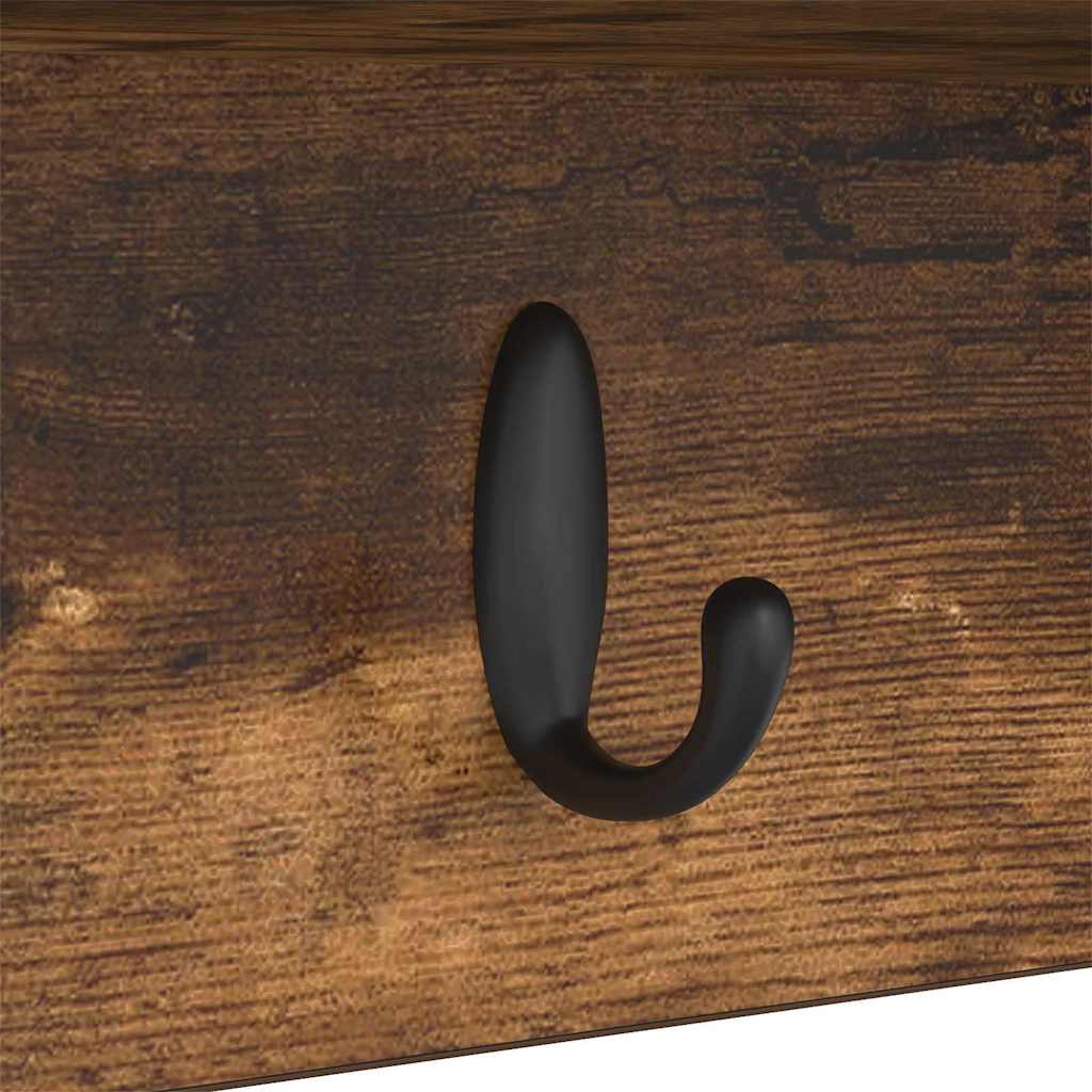 Porte-manteau mural avec étagère Chêne fumé 100 x 16 x 26 cm