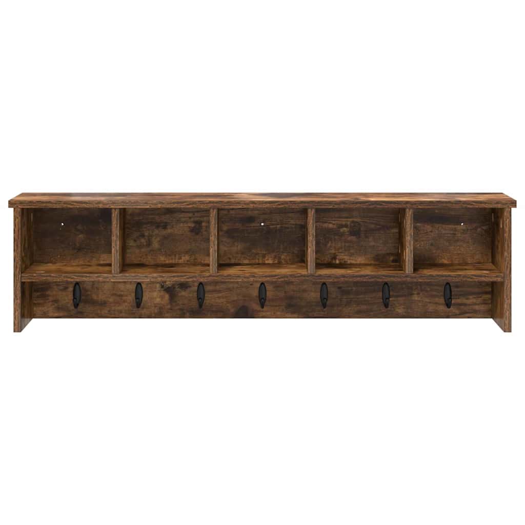 Porte-manteau mural avec étagère Chêne fumé 100 x 16 x 26 cm