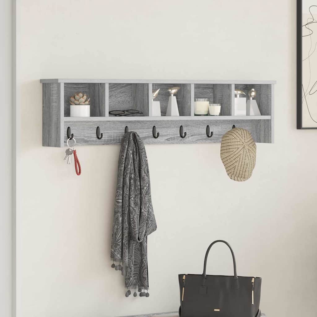 Porte-manteau mural avec étagère Sonoma gris 100 x 16 x 26 cm