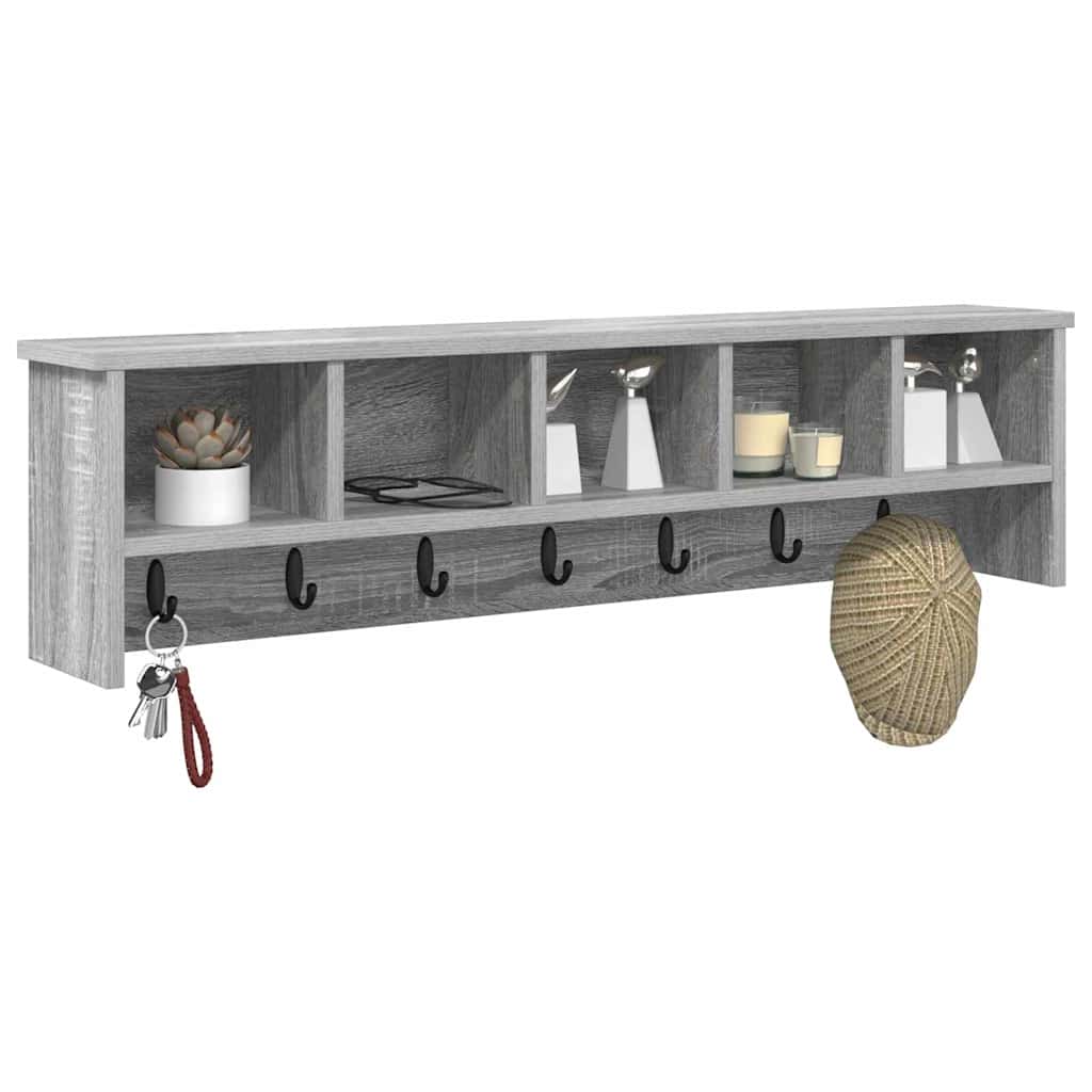 Porte-manteau mural avec étagère Sonoma gris 100 x 16 x 26 cm