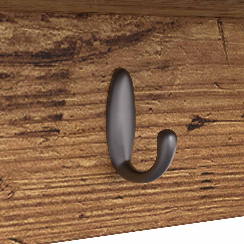 Porte-manteau mural avec étagère Bois ancien 100 x 16 x 26 cm