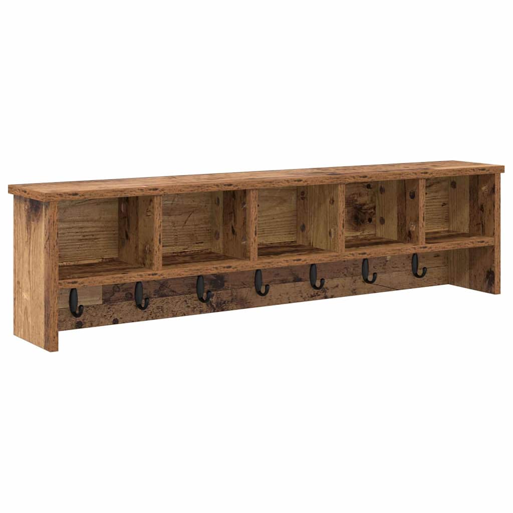 Porte-manteau mural avec étagère Bois ancien 100 x 16 x 26 cm