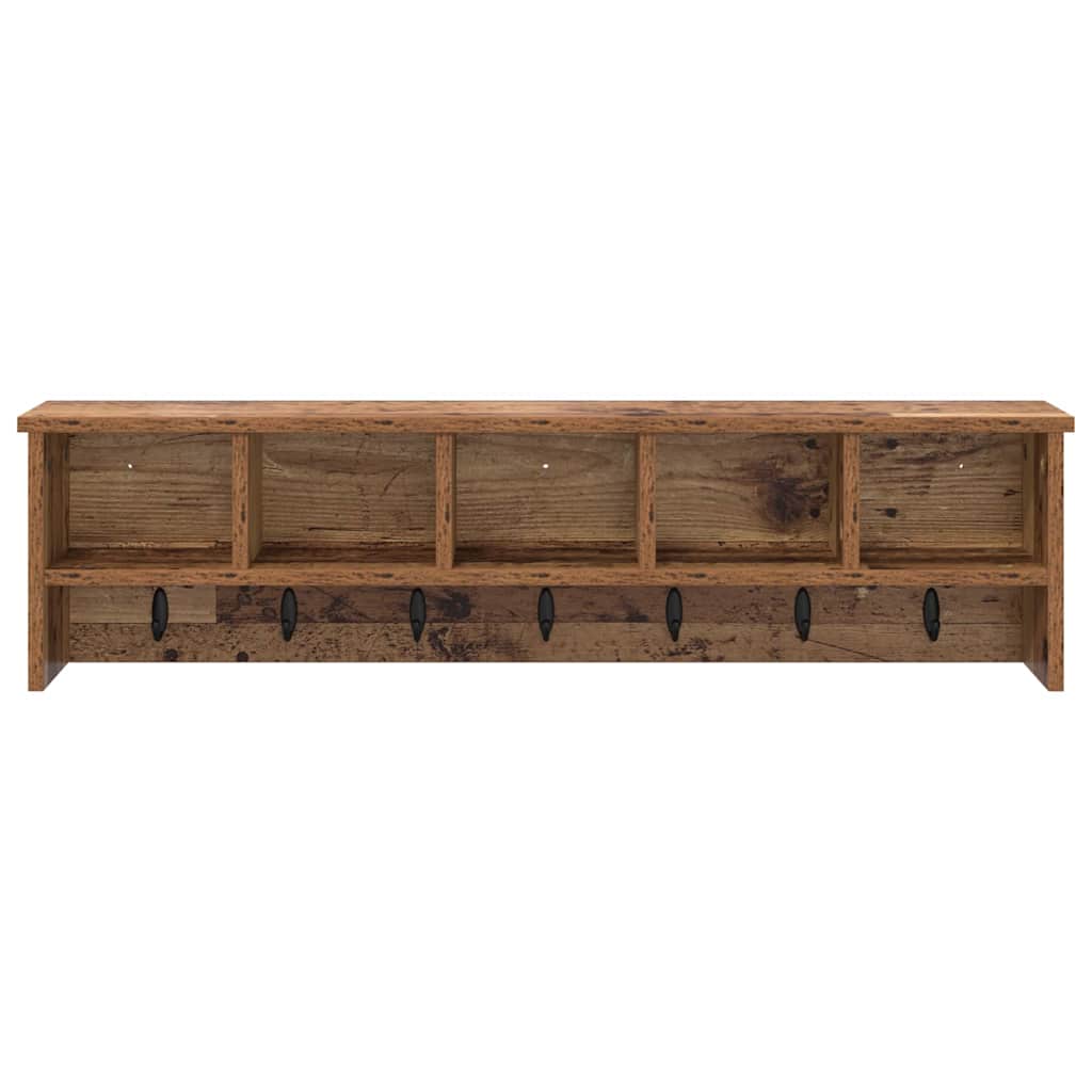 Porte-manteau mural avec étagère Bois ancien 100 x 16 x 26 cm