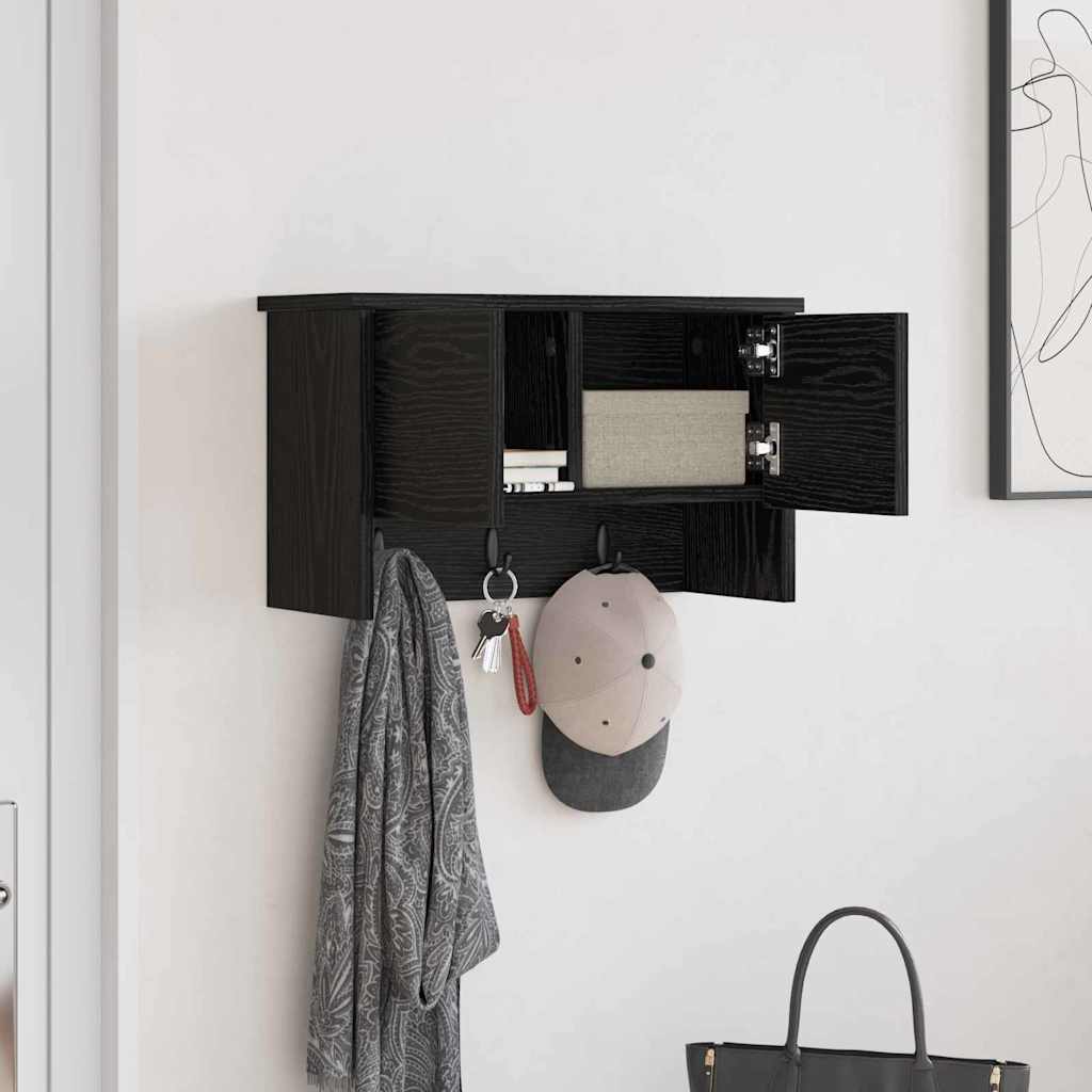 Porte-manteau mural avec étagère Chêne noir 50 x 20 x 30 cm