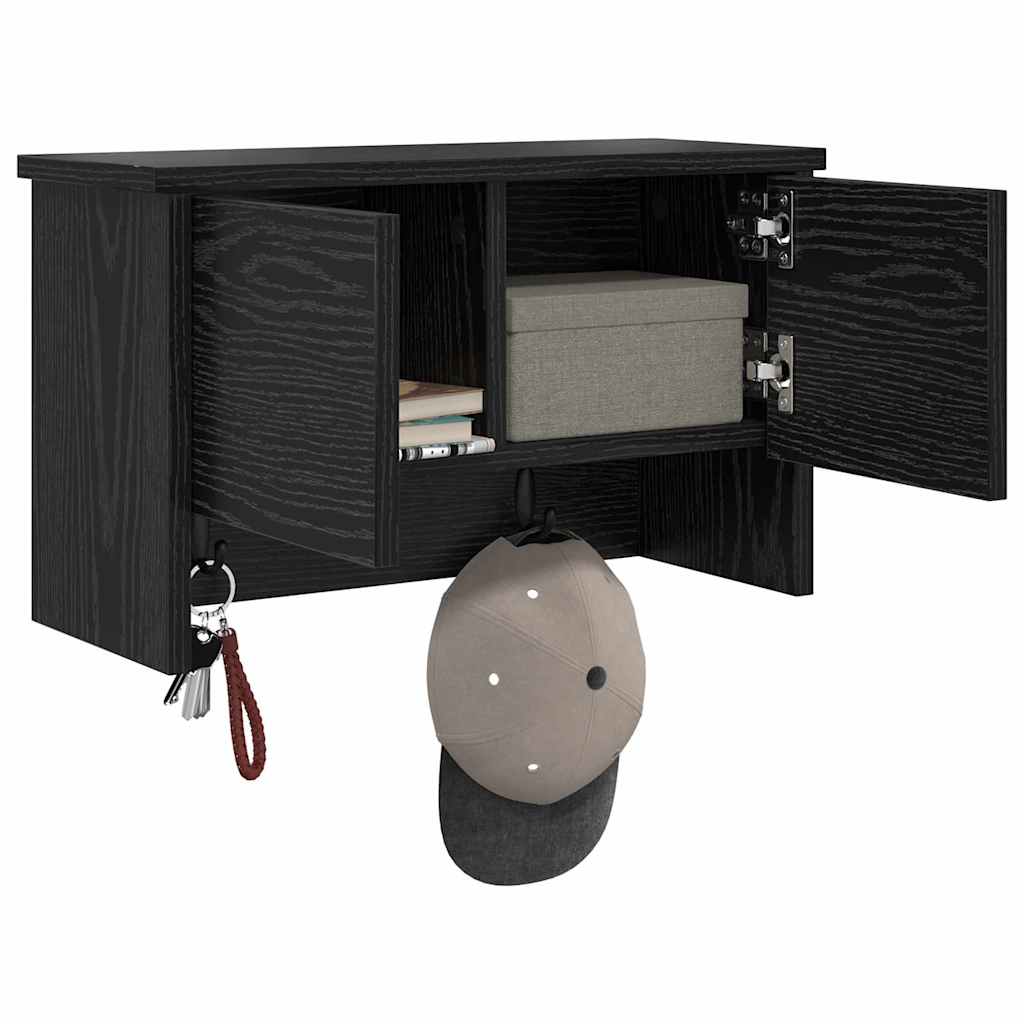 Porte-manteau mural avec étagère Chêne noir 50 x 20 x 30 cm