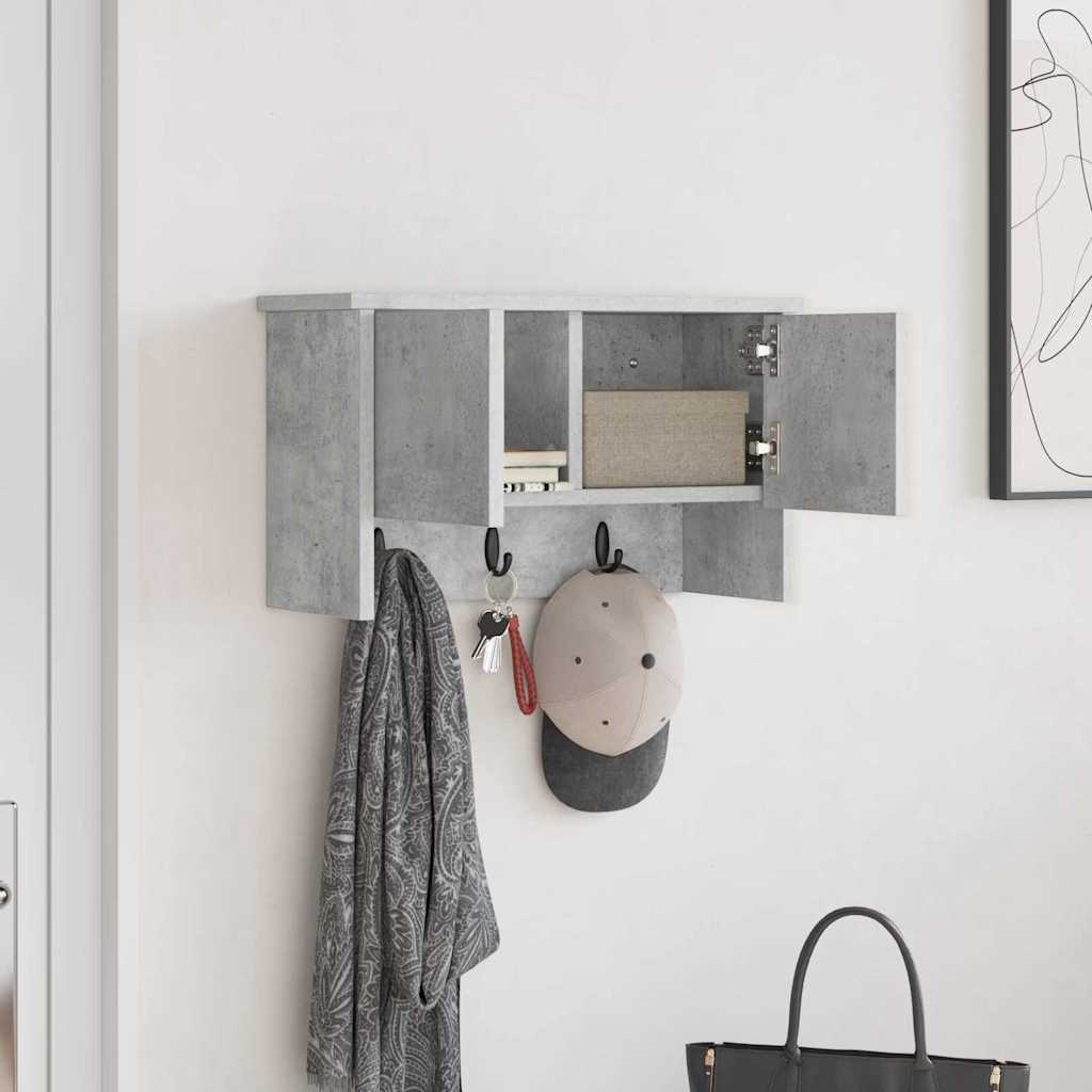 Porte-manteau mural avec étagère Gris béton 50 x 20 x 30 cm