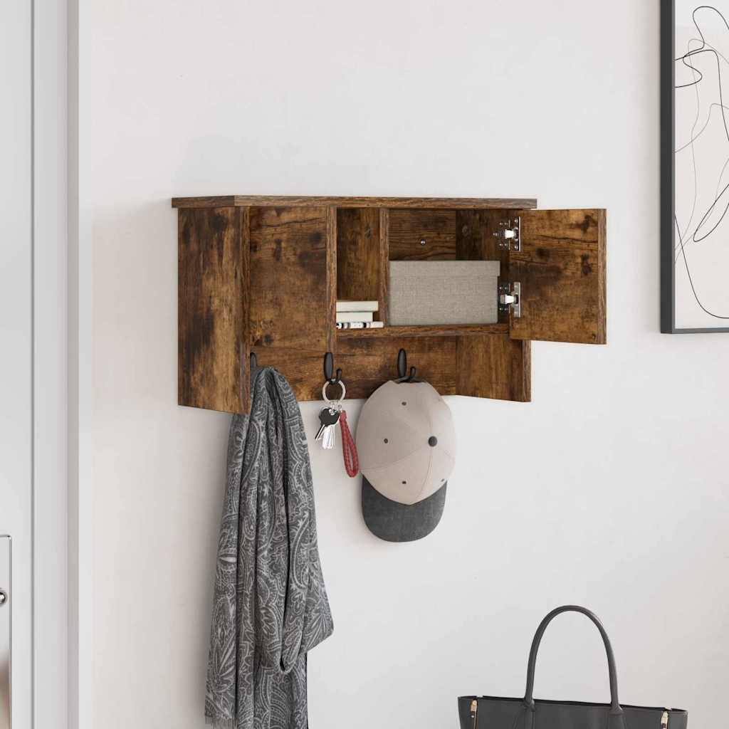 Porte-manteau mural avec étagère Chêne fumé 50 x 20 x 30 cm