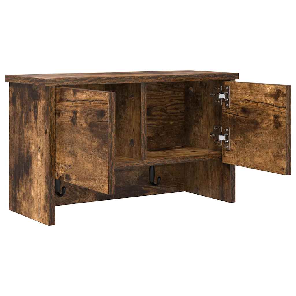 Porte-manteau mural avec étagère Chêne fumé 50 x 20 x 30 cm
