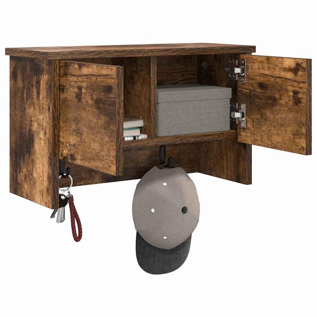 Porte-manteau mural avec étagère Chêne fumé 50 x 20 x 30 cm