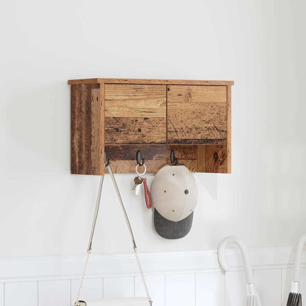 Porte-manteau mural avec étagère Bois ancien 50 x 20 x 30 cm