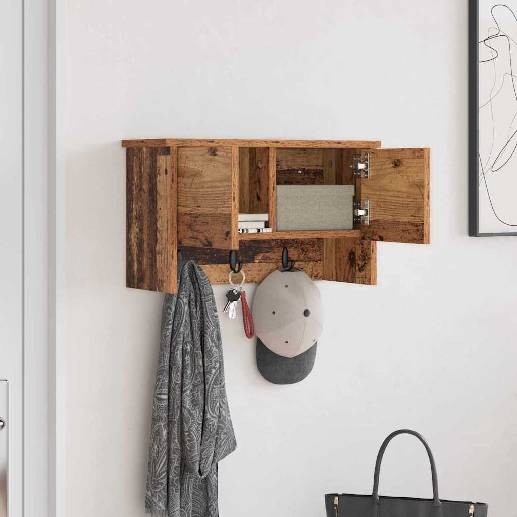Porte-manteau mural avec étagère Bois ancien 50 x 20 x 30 cm