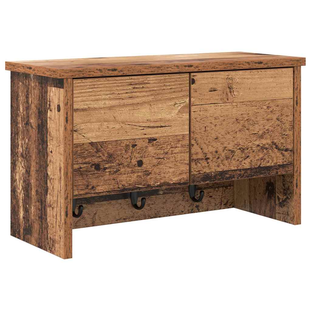 Porte-manteau mural avec étagère Bois ancien 50 x 20 x 30 cm