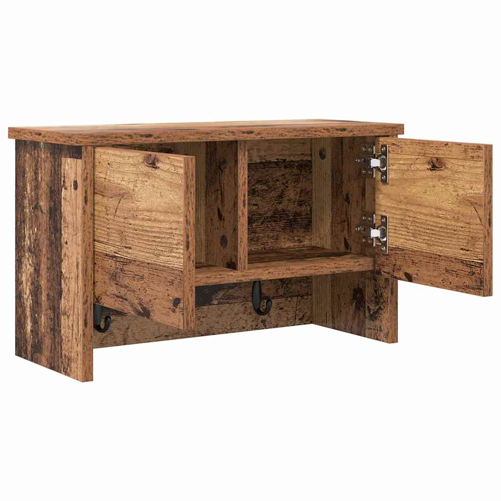 Porte-manteau mural avec étagère Bois ancien 50 x 20 x 30 cm