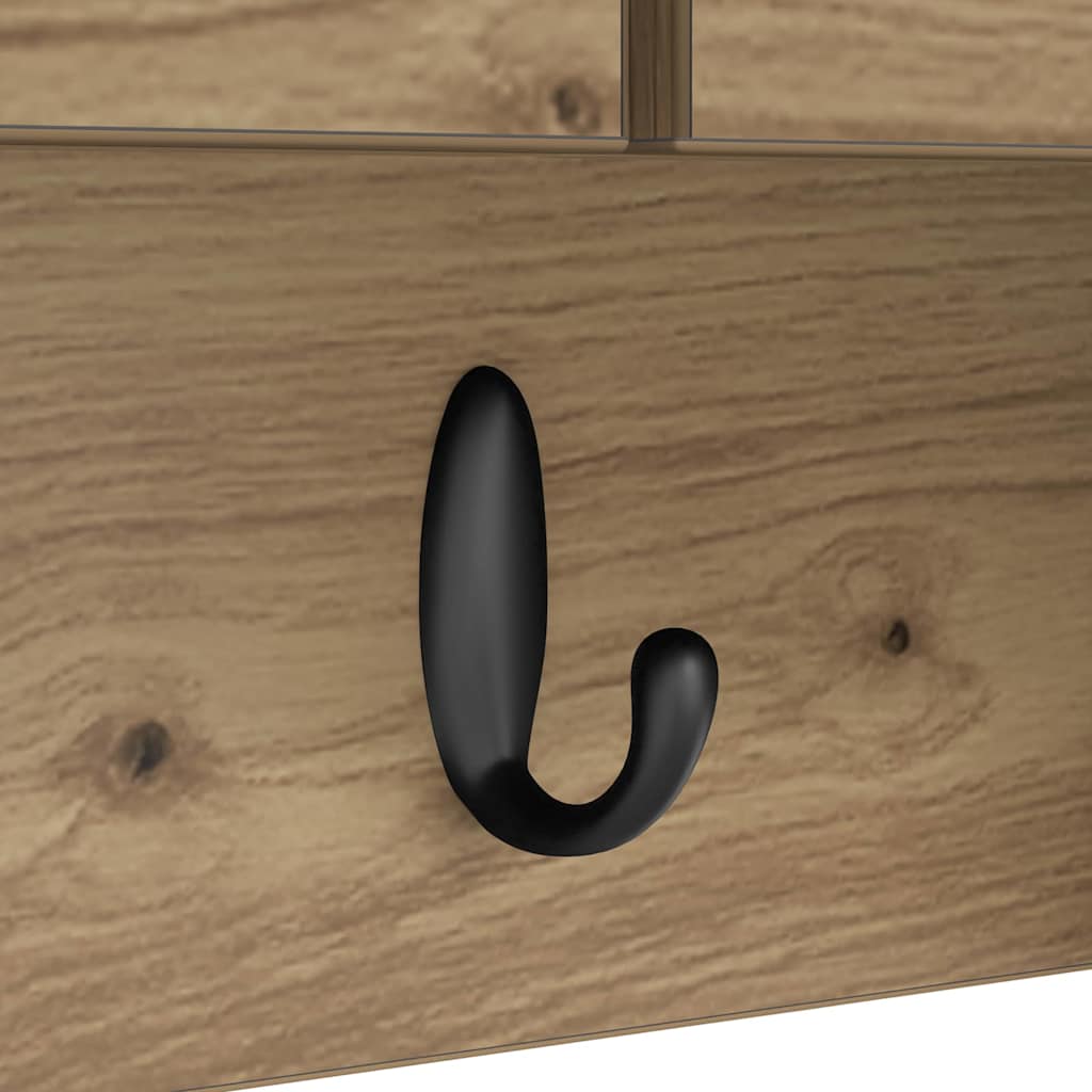 Porte-manteau mural avec porte chêne artisanal 50 x 20 x 30 cm