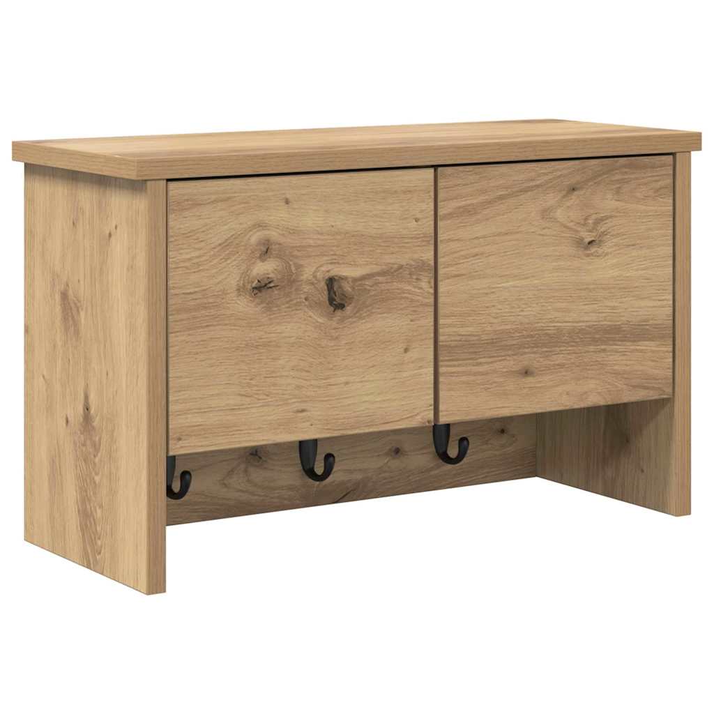 Porte-manteau mural avec porte chêne artisanal 50 x 20 x 30 cm