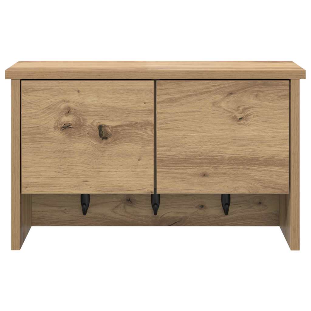 Porte-manteau mural avec porte chêne artisanal 50 x 20 x 30 cm