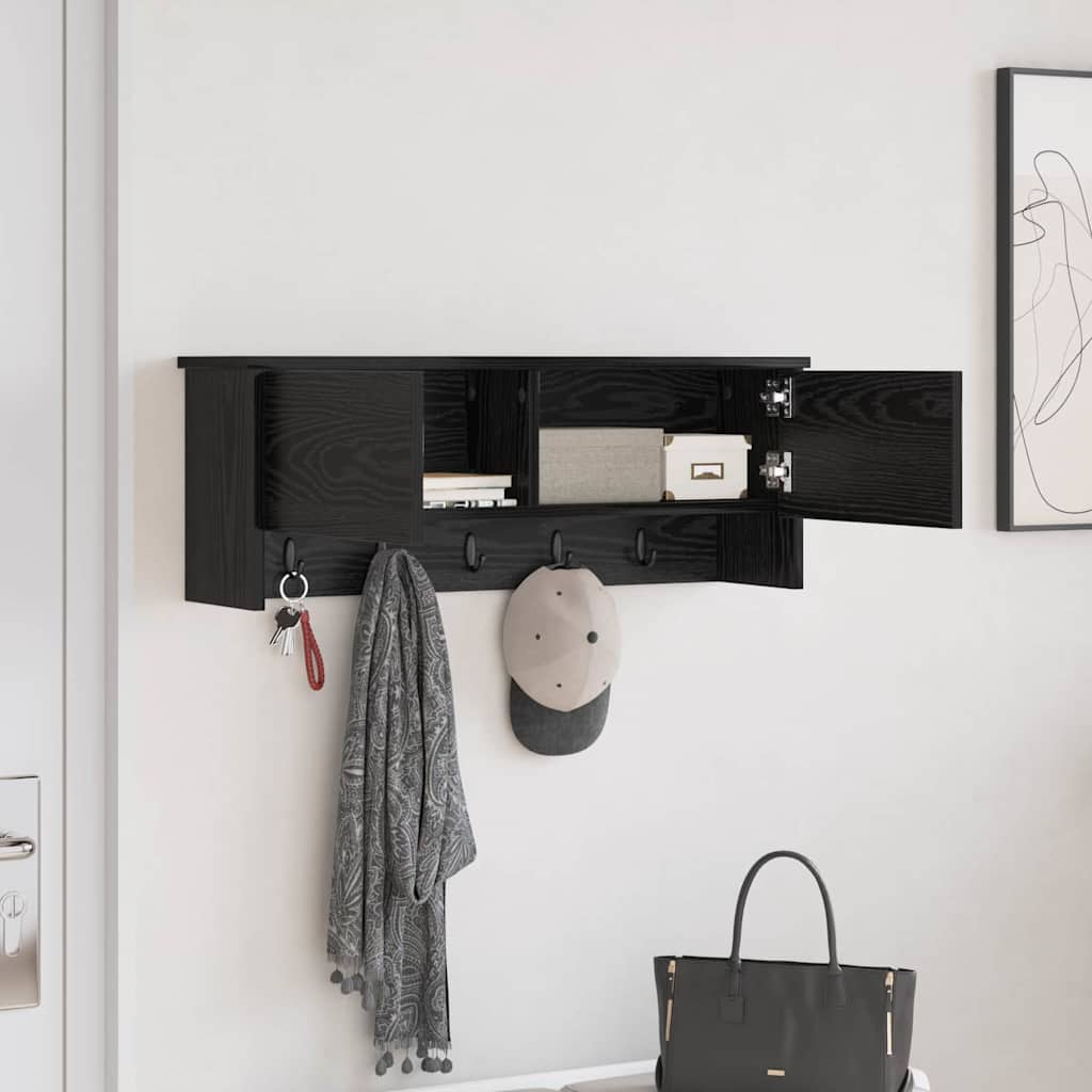 Porte-manteau mural avec étagère Chêne noir 80 x 20 x 30 cm