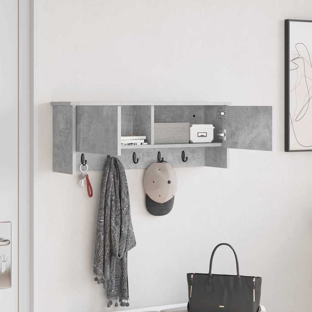 Porte-manteau mural avec étagère Gris béton 80 x 20 x 30 cm