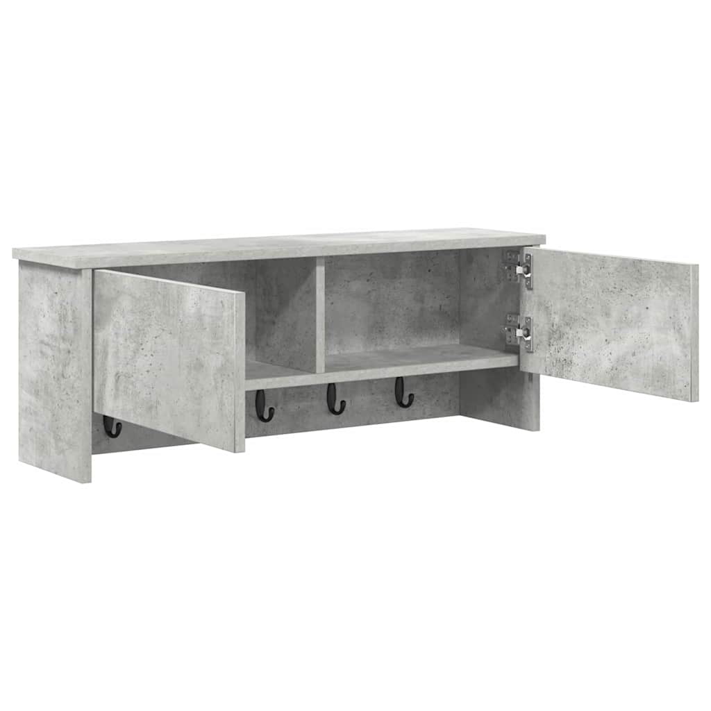 Porte-manteau mural avec étagère Gris béton 80 x 20 x 30 cm