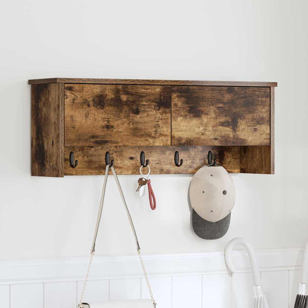 Porte-manteau mural avec étagère Chêne fumé 80 x 20 x 30 cm