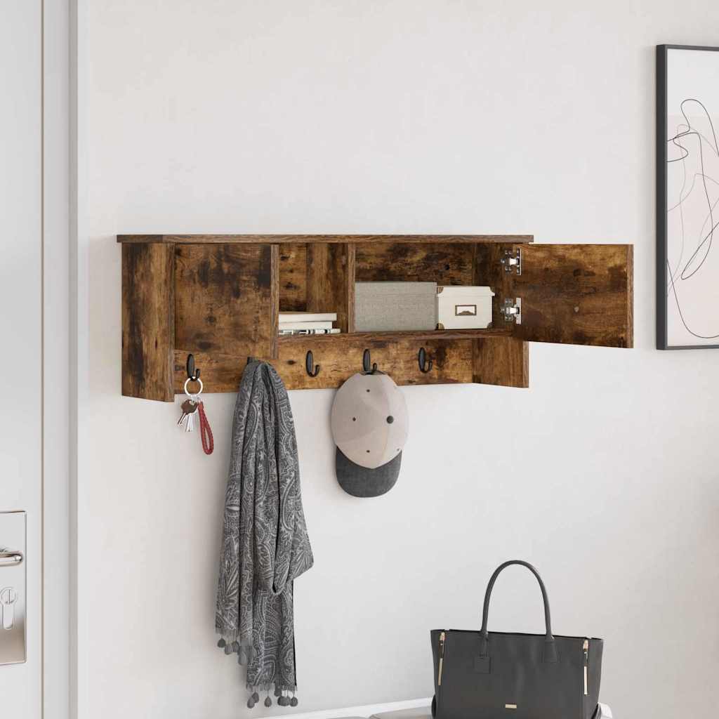 Porte-manteau mural avec étagère Chêne fumé 80 x 20 x 30 cm