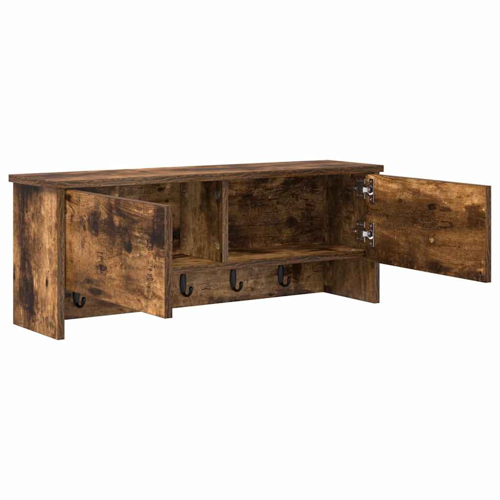Porte-manteau mural avec étagère Chêne fumé 80 x 20 x 30 cm