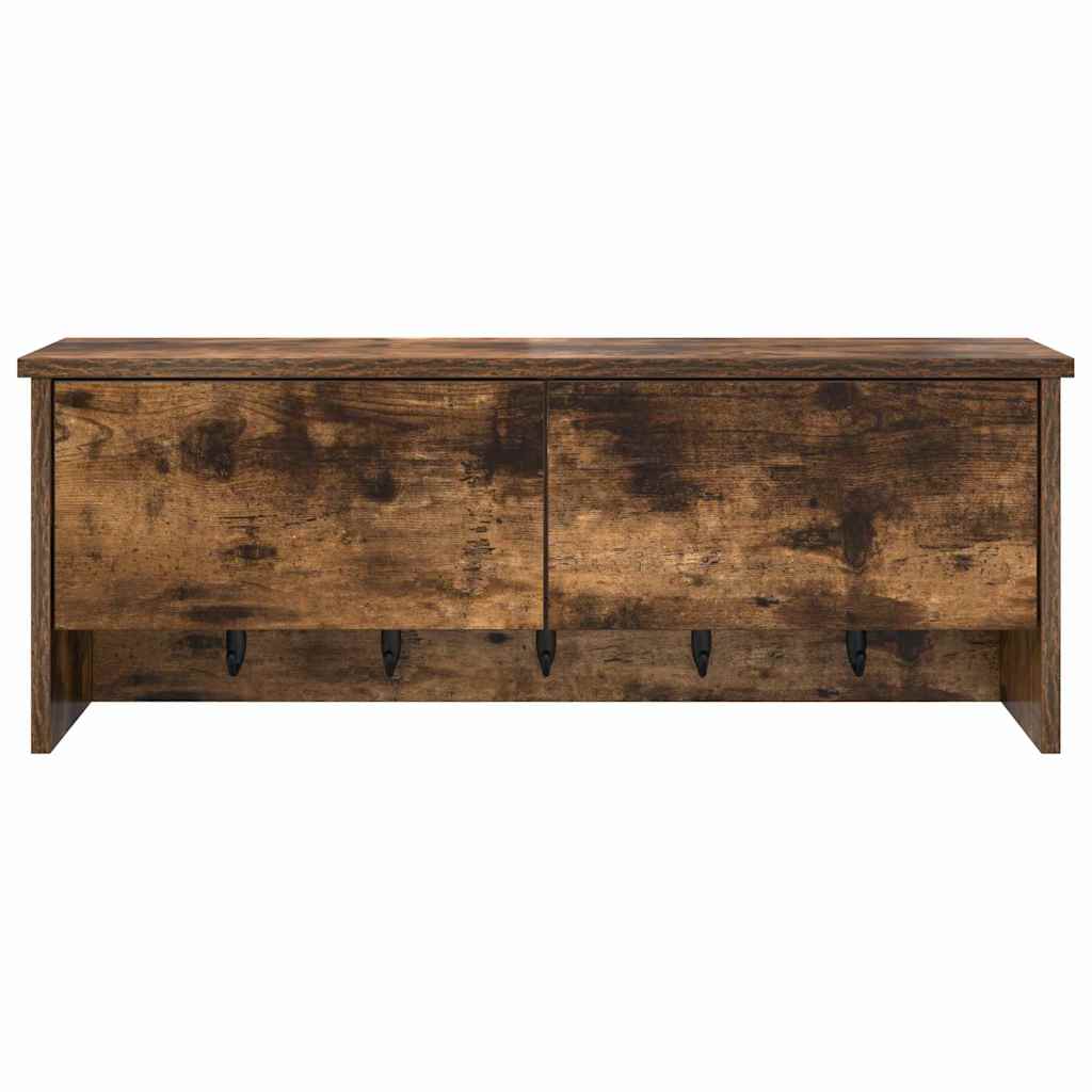 Porte-manteau mural avec étagère Chêne fumé 80 x 20 x 30 cm