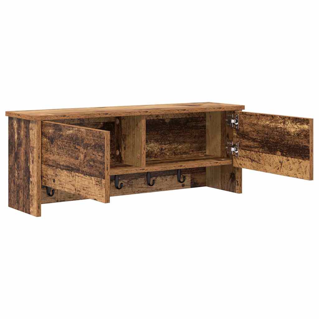 Porte-manteau mural avec étagère Bois ancien 80 x 20 x 30 cm