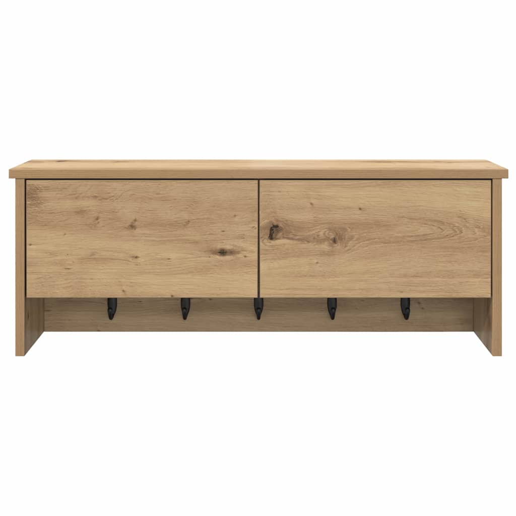 Porte-manteau mural avec porte chêne artisanal 80 x 20 x 30 cm