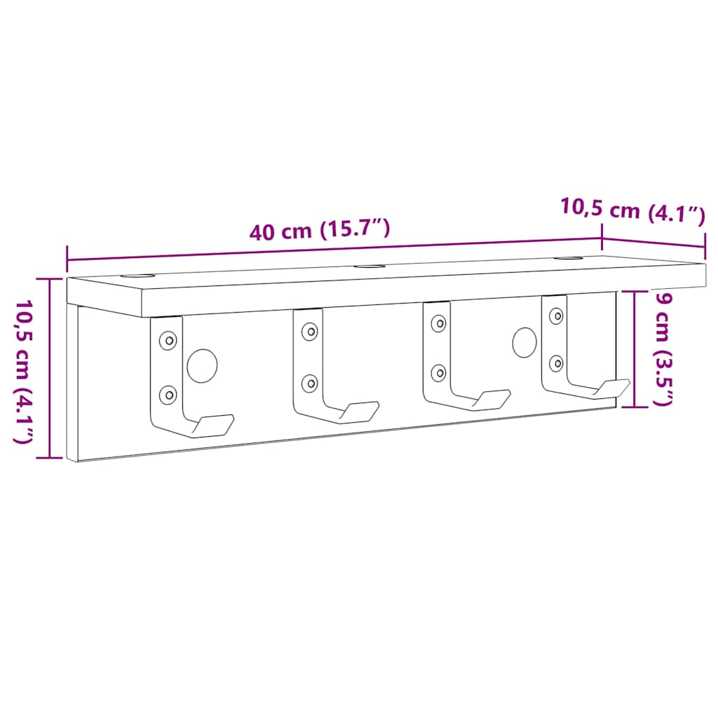 Porte-manteau mural Blanc 40 x 10.5 x 10.5 cm Bois d'ingénierie