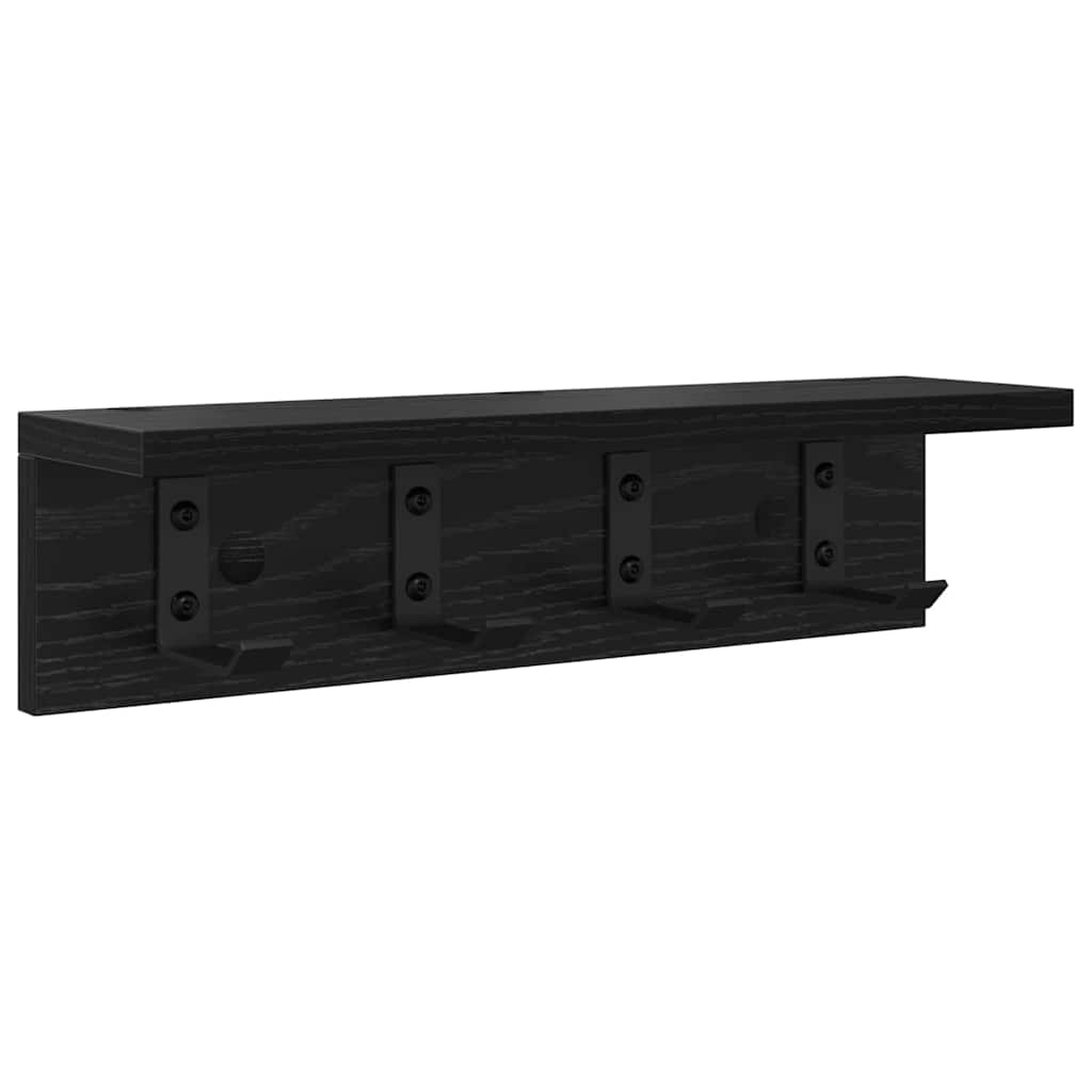 Porte-manteau mural avec étagère Chêne noir 40 x 10.5 x 10.5 cm
