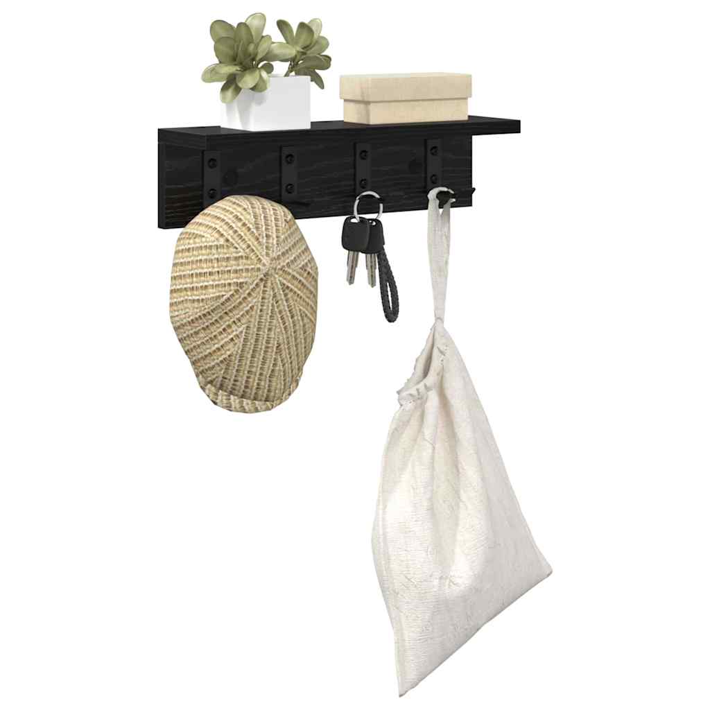 Porte-manteau mural avec étagère Chêne noir 40 x 10.5 x 10.5 cm