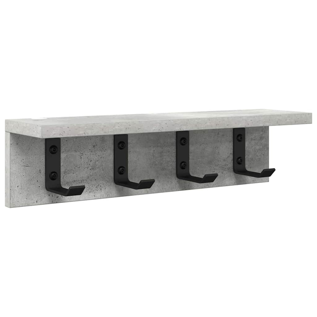Porte-manteau mural avec étagère Gris béton 40 x 10.5 x 10.5 cm