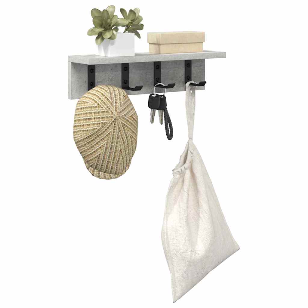 Porte-manteau mural avec étagère Gris béton 40 x 10.5 x 10.5 cm