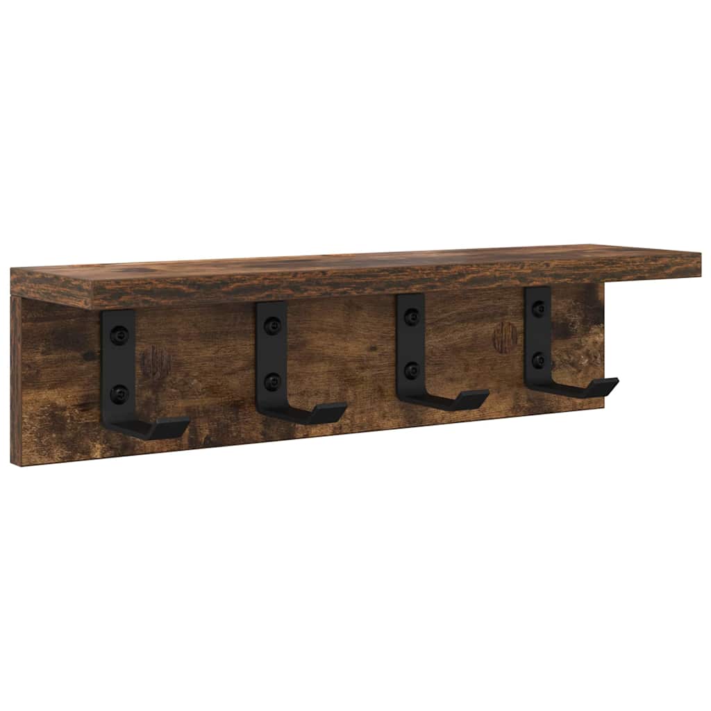 Porte-manteau mural avec étagère Chêne fumé 40 x 10.5 x 10.5 cm