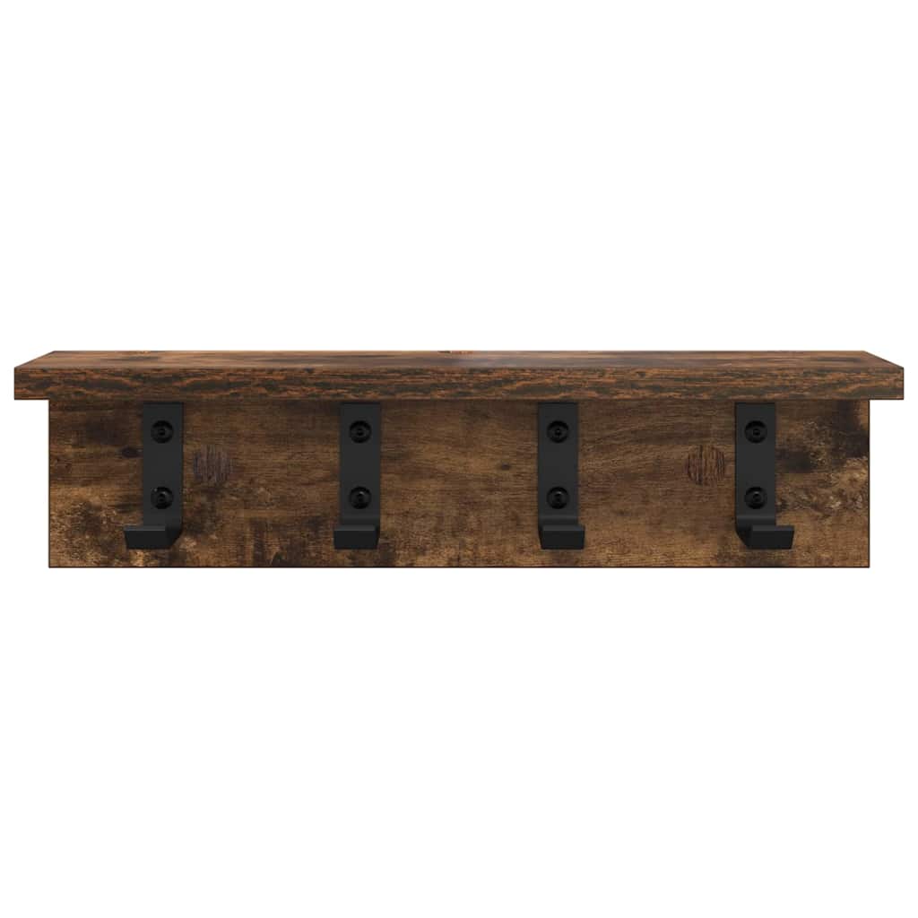 Porte-manteau mural avec étagère Chêne fumé 40 x 10.5 x 10.5 cm