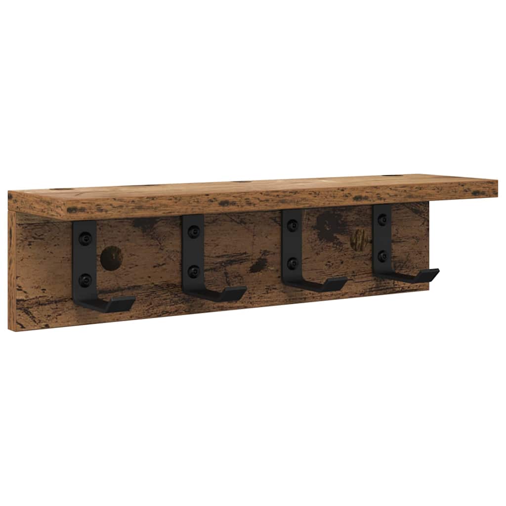 Porte-manteau mural Bois ancien 40 x 10.5 x 10.5 cm