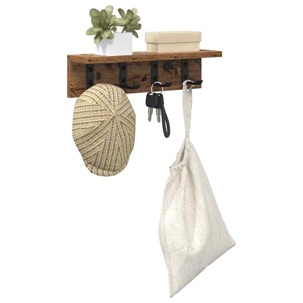 Porte-manteau mural Bois ancien 40 x 10.5 x 10.5 cm