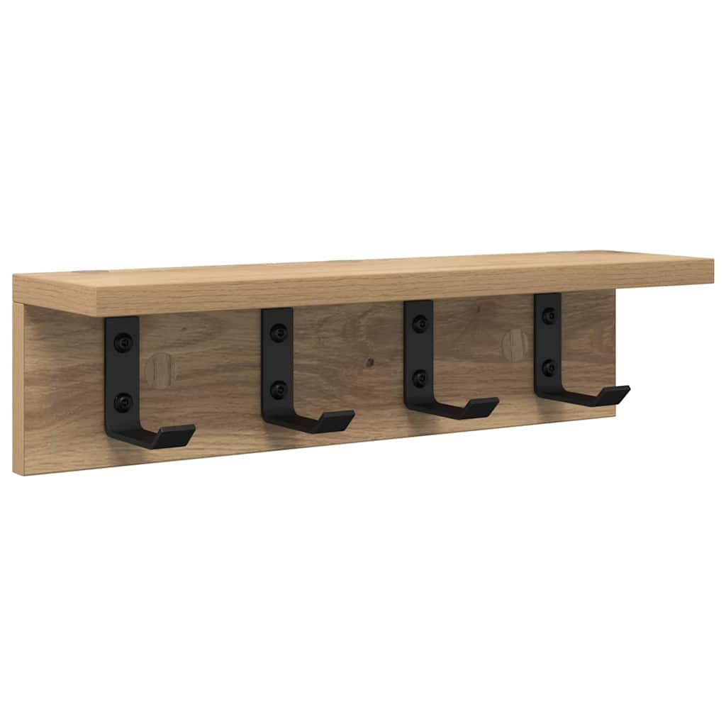 Porte-manteau mural chêne artisanal 40 x 10.5 x 10.5 cm