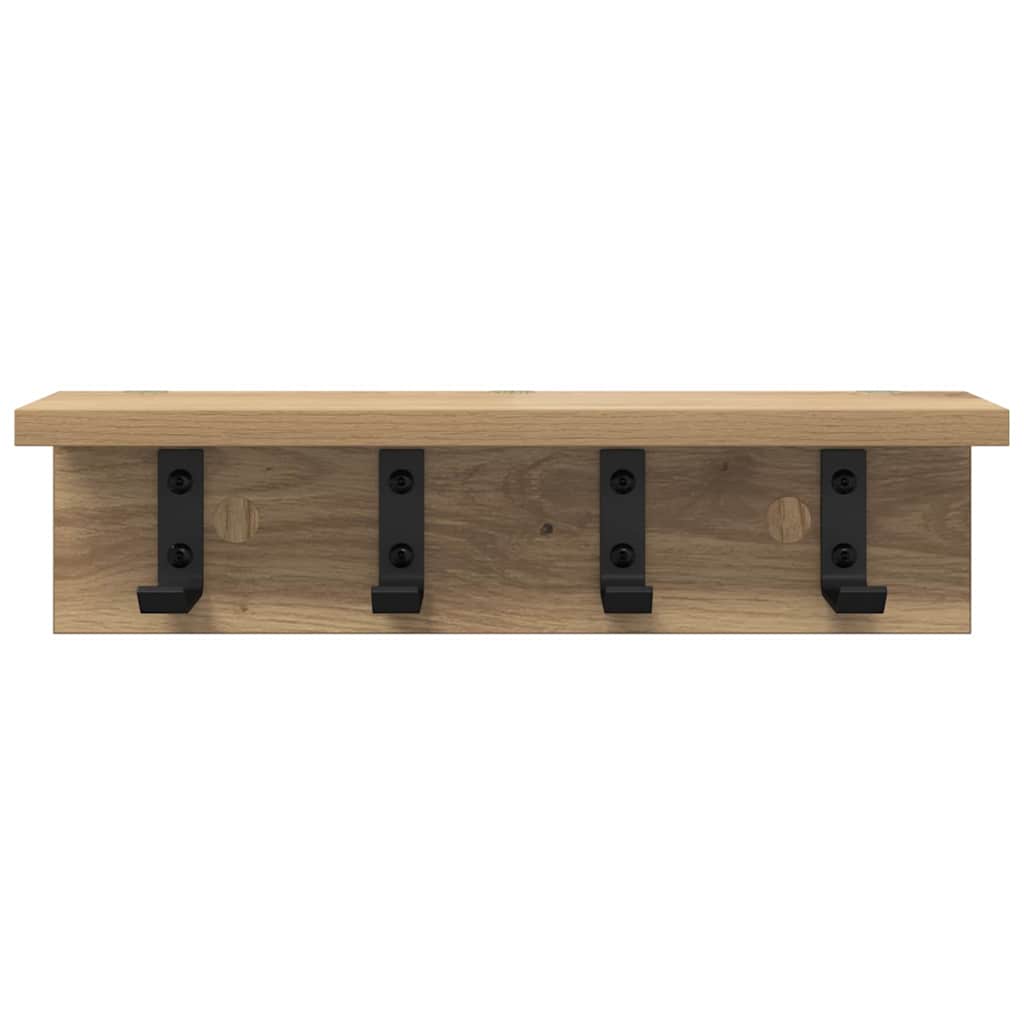 Porte-manteau mural chêne artisanal 40 x 10.5 x 10.5 cm
