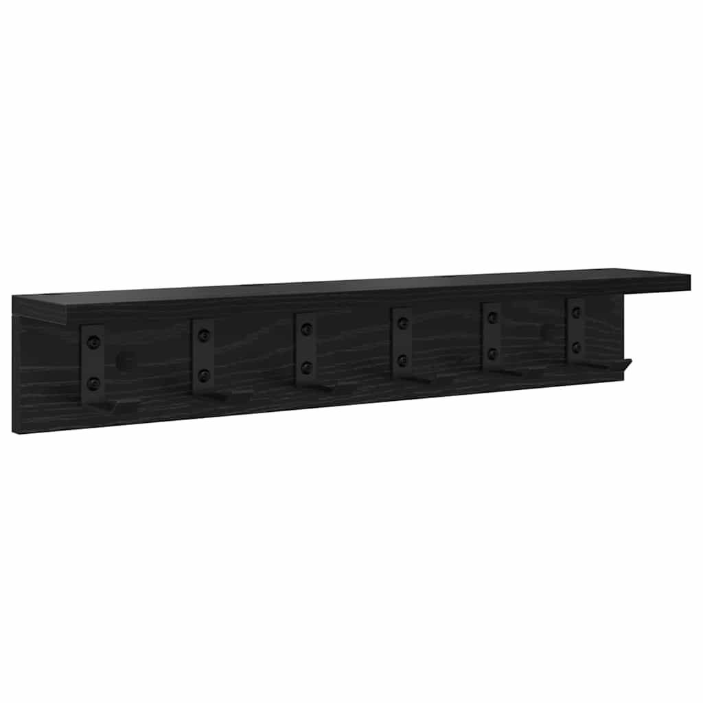 Porte-manteau mural avec étagère Chêne noir 60 x 10.5 x 10.5 cm