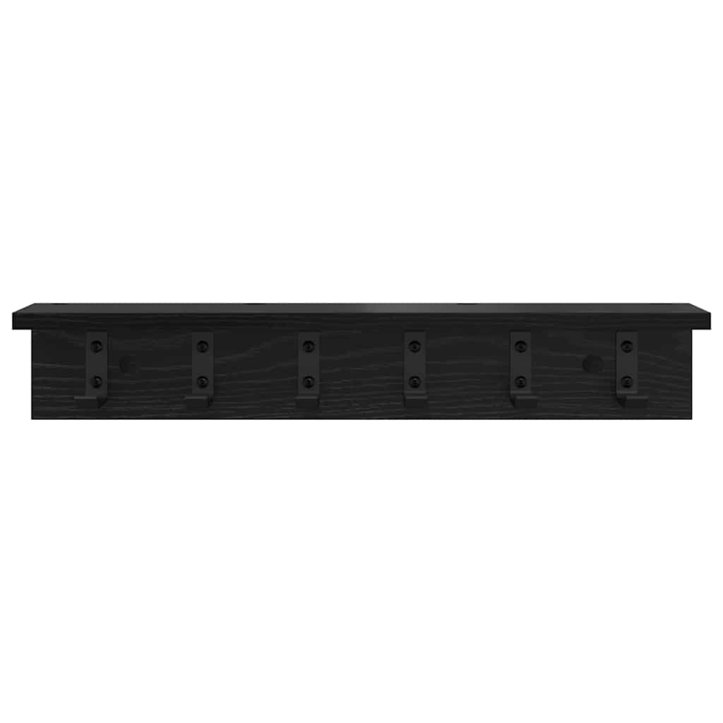 Porte-manteau mural avec étagère Chêne noir 60 x 10.5 x 10.5 cm