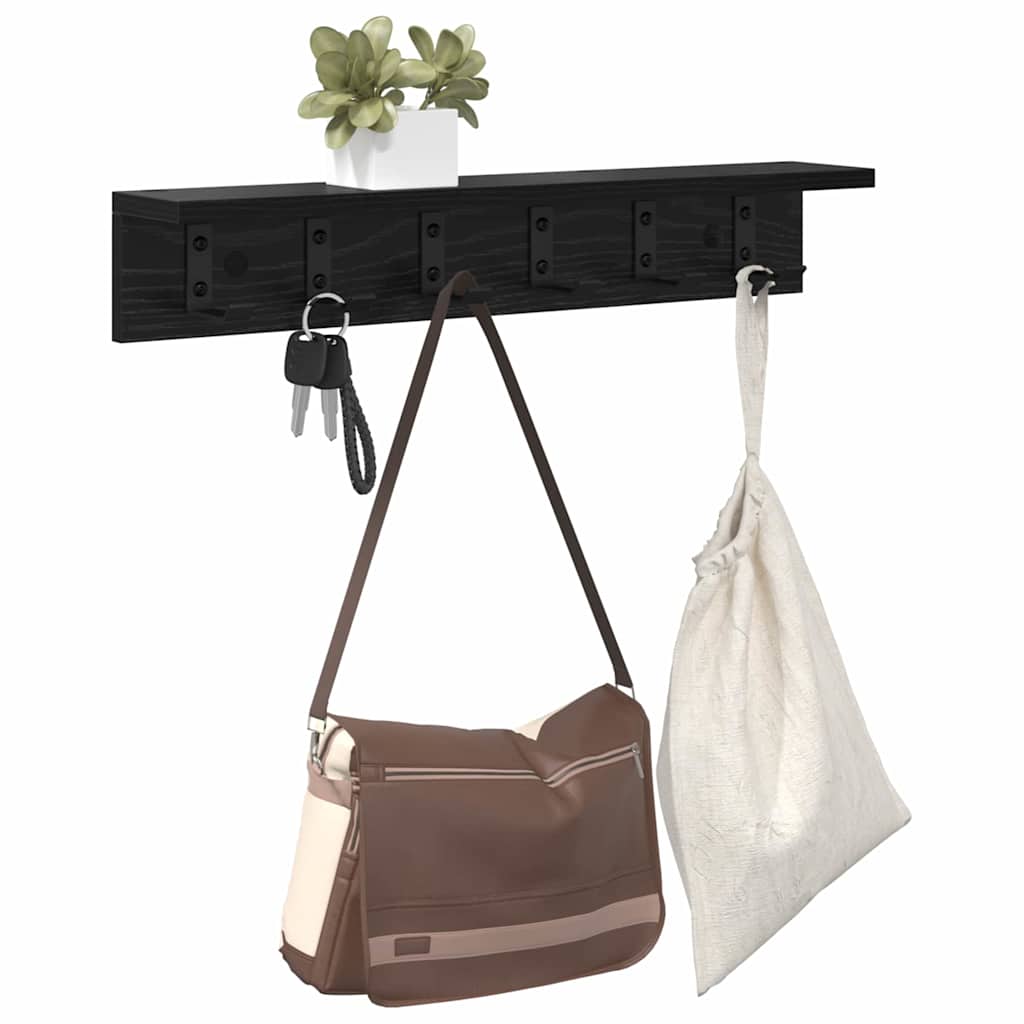 Porte-manteau mural avec étagère Chêne noir 60 x 10.5 x 10.5 cm